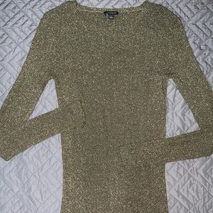 Ann Taylor Gold Shimmer Long Sleeve Top